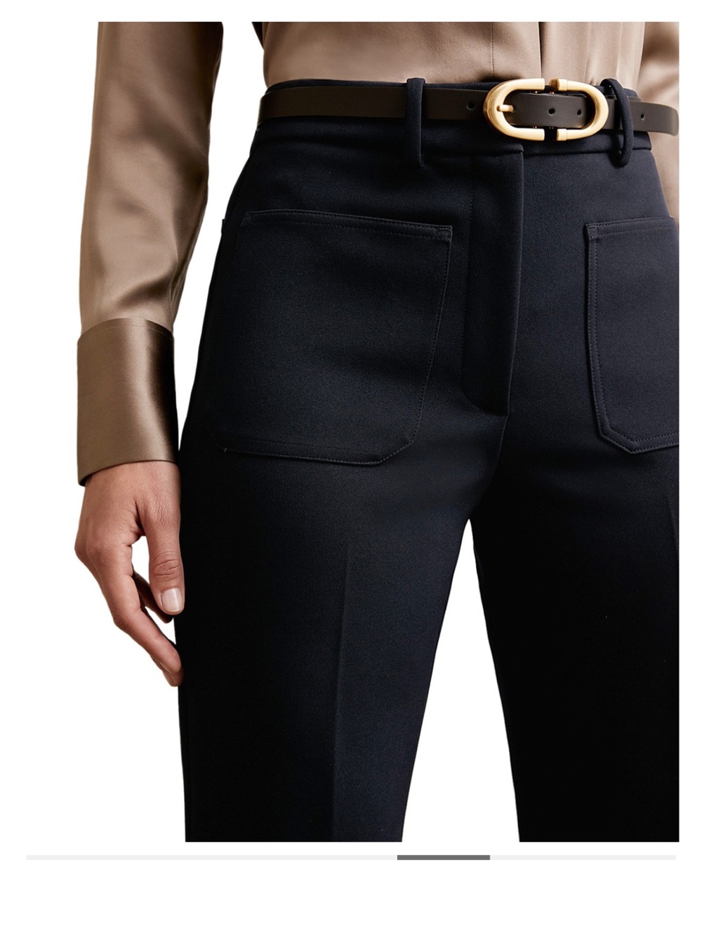 Reiss Black Boot-Cut Trousers with Patch Pockets - Picture 9 of 11